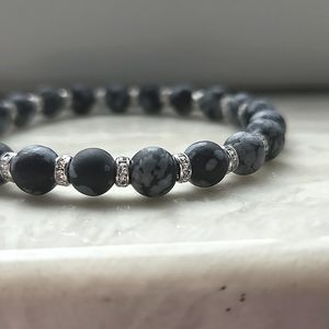 Matte black and Grey speckled bracelet
